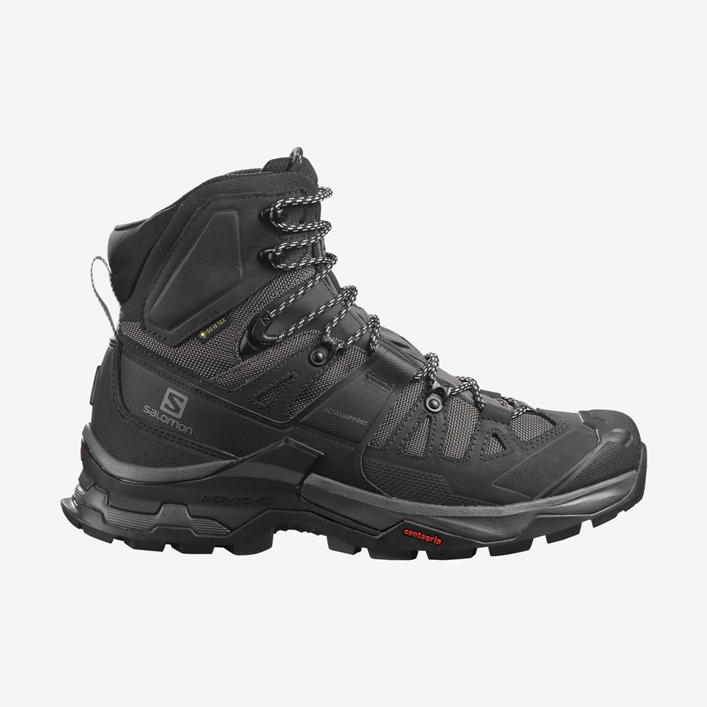 Salomon Singapore Mens Hiking Boots - QUEST 4 GORE-TEX Black | 32604-FMVR